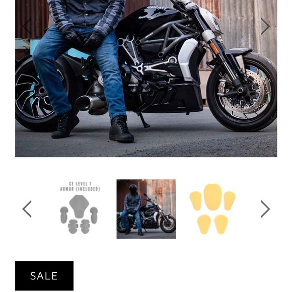 “Skull Rider” Road Armor Tuff Denim Protective Shirt w/ Plaid Sleeves - Picture 6 of 7